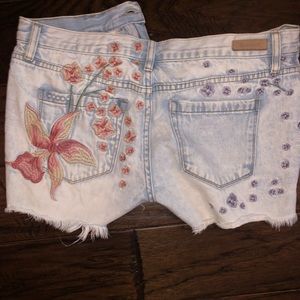 Embroidered Jean Shorts
